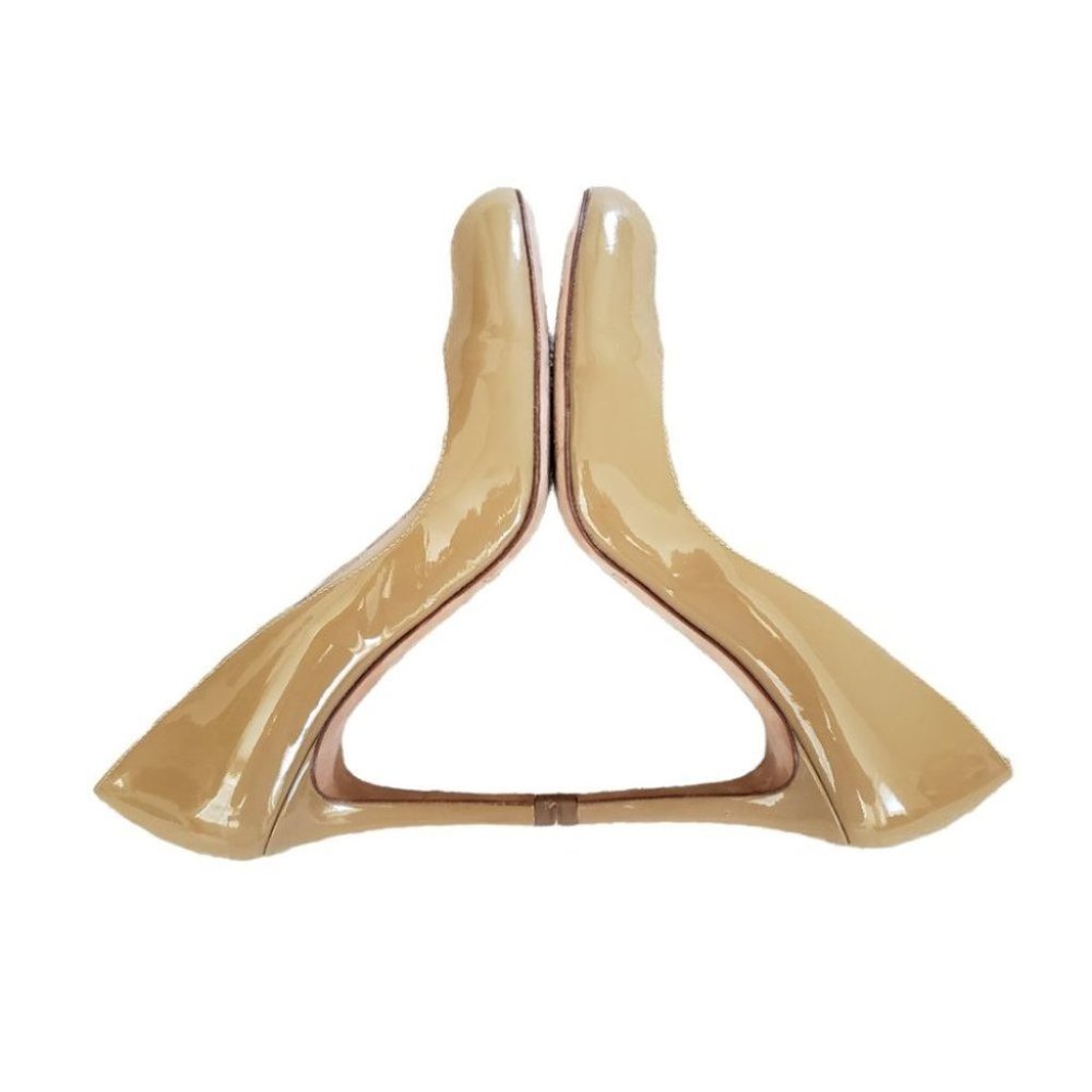 L.K. Bennett Stila beige patent leather round toe pumps sz 39 - Picture 5 of 12
